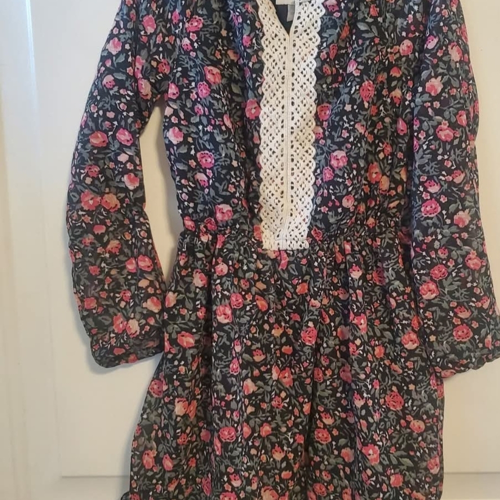 Floral Kids Dress with Lace Detail